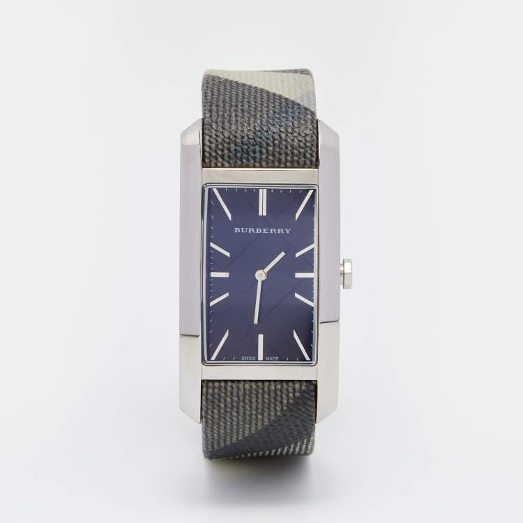 Pre Owned Burberry Black Stainless Steel Canvas Nova BU9405 Women's Wristwatch 25 mm