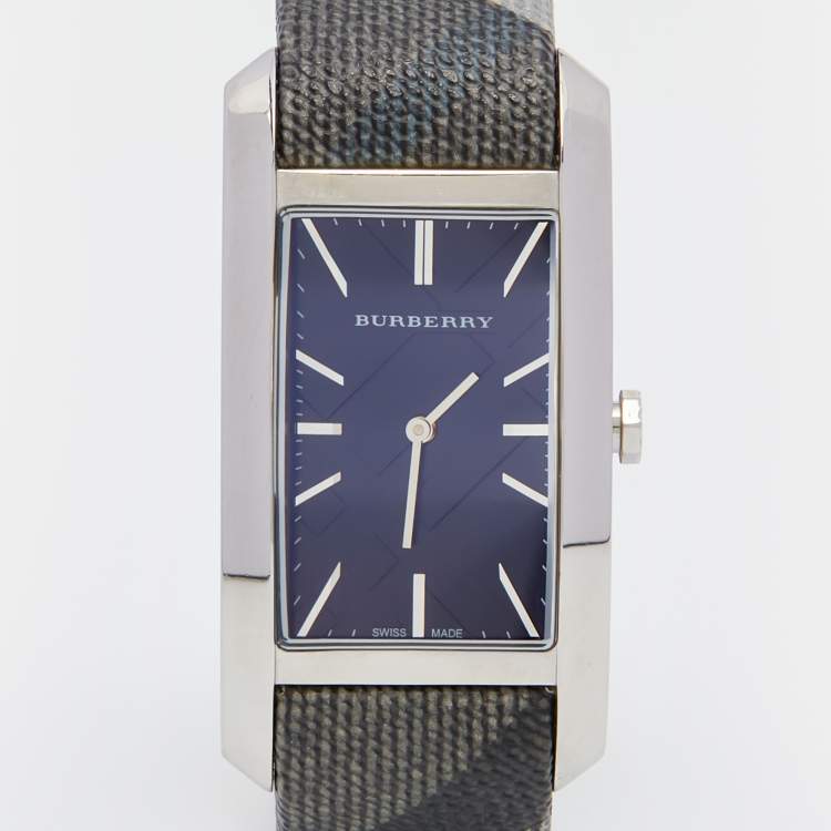 Pre Owned Burberry Black Stainless Steel Canvas Nova BU9405 Women's Wristwatch 25 mm