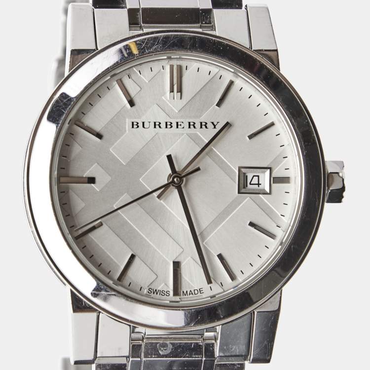 Pre Owned Burberry Silver Stainless Steel The City BU9100 Women's Wristwatch 35 mm 