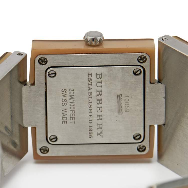 Pre Owned Burberry Champagne Acetate Stainless Steel BU4927 Women's Wristwatch 27 mm