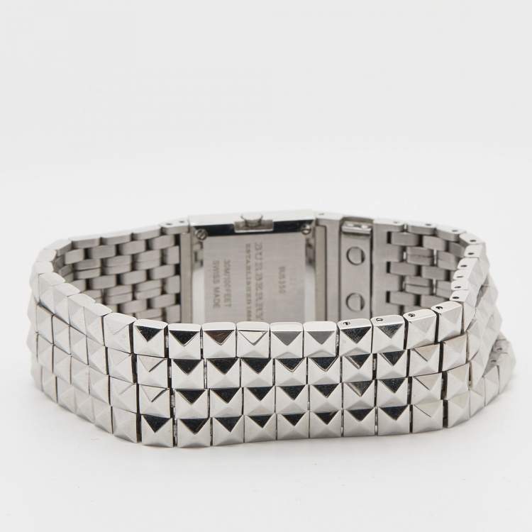 Pre Owned Burberry Silver Stainless Steel Gauntlet Pyramid Flex BU5350 Women's Wristwatch 20 mm