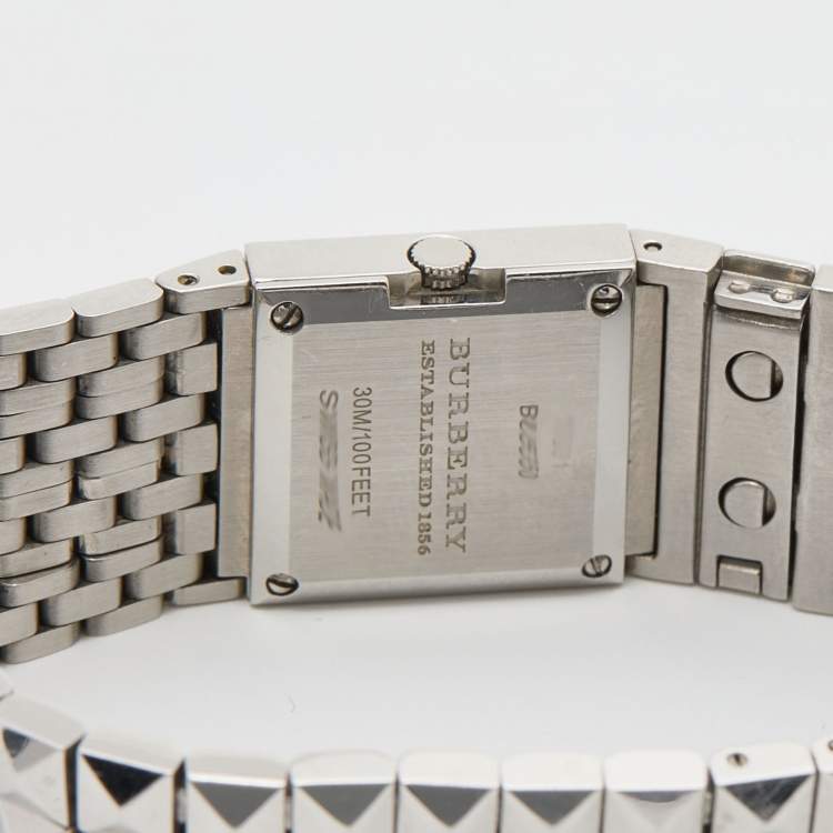 Pre Owned Burberry Silver Stainless Steel Gauntlet Pyramid Flex BU5350 Women's Wristwatch 20 mm
