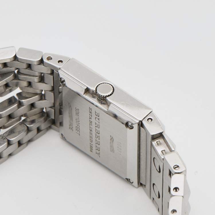 Pre Owned Burberry Silver Stainless Steel Gauntlet Pyramid Flex BU5350 Women's Wristwatch 20 mm