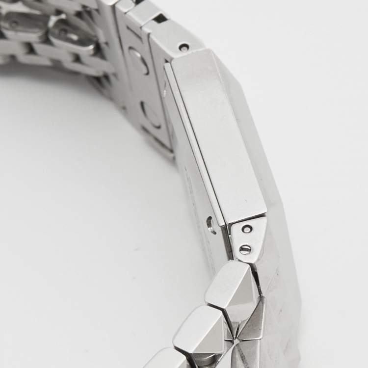 Pre Owned Burberry Silver Stainless Steel Gauntlet Pyramid Flex BU5350 Women's Wristwatch 20 mm