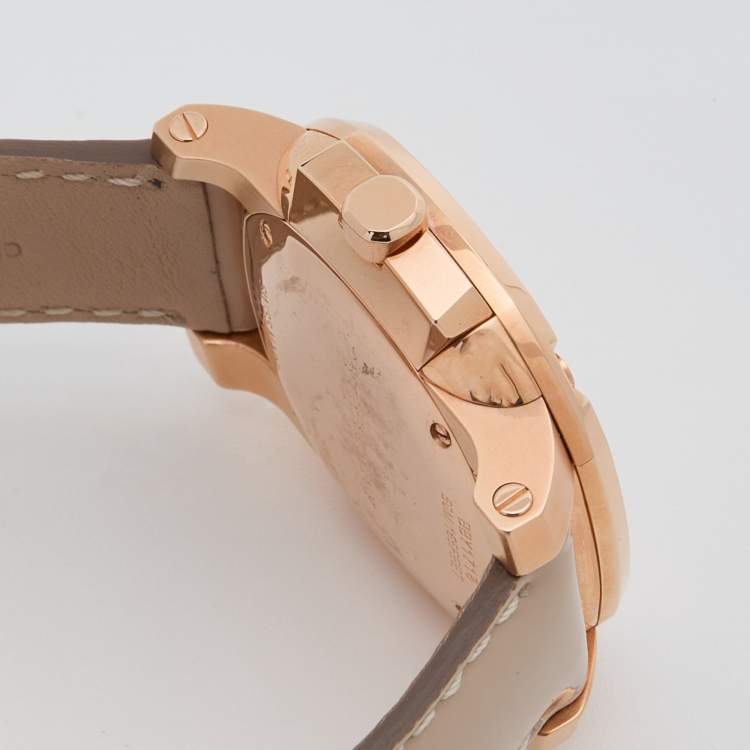 Pre Owned Burberry Champagne Rose Gold Plated Stainless Steel The Britain BBY1718 Women's Wristwatch 32 mm