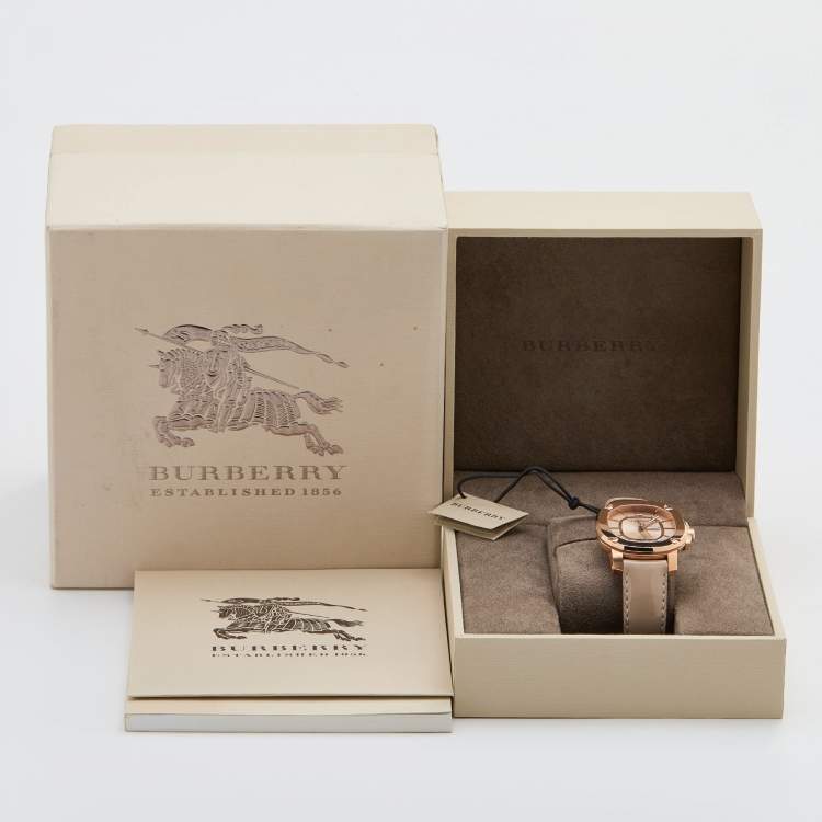 Pre Owned Burberry Champagne Rose Gold Plated Stainless Steel The Britain BBY1718 Women's Wristwatch 32 mm