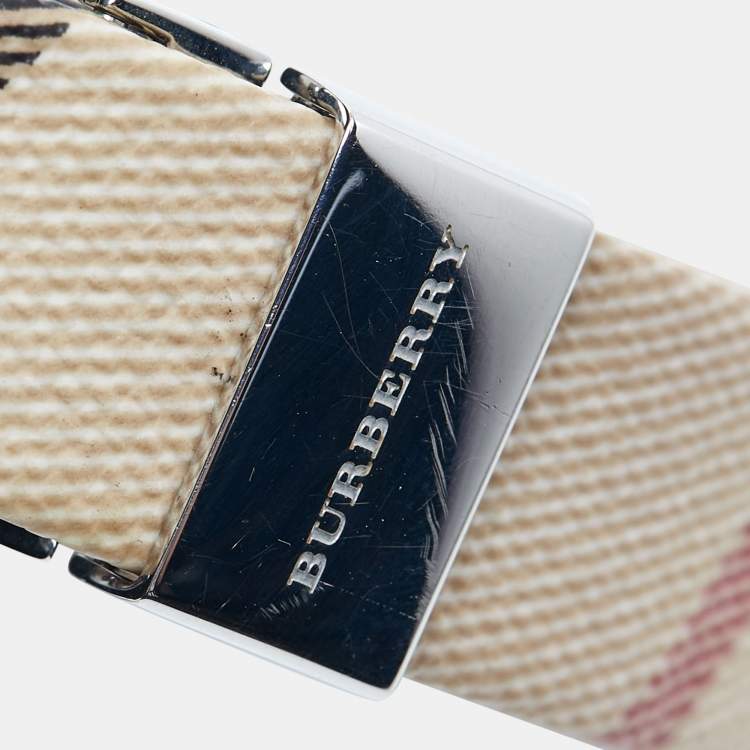 Pre Owned Burberry Black Stainless Steel Leather Heritage BU1059 Women's Wristwatch 25 mm