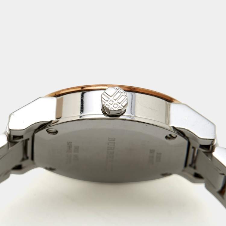 Pre Owned Burberry Silver Two-Tone Stainless Steel BU9205 Women's Wristwatch 26 mm