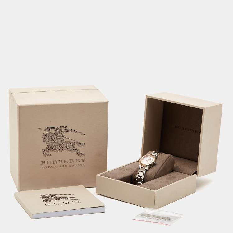 Pre Owned Burberry Silver Two-Tone Stainless Steel BU9205 Women's Wristwatch 26 mm