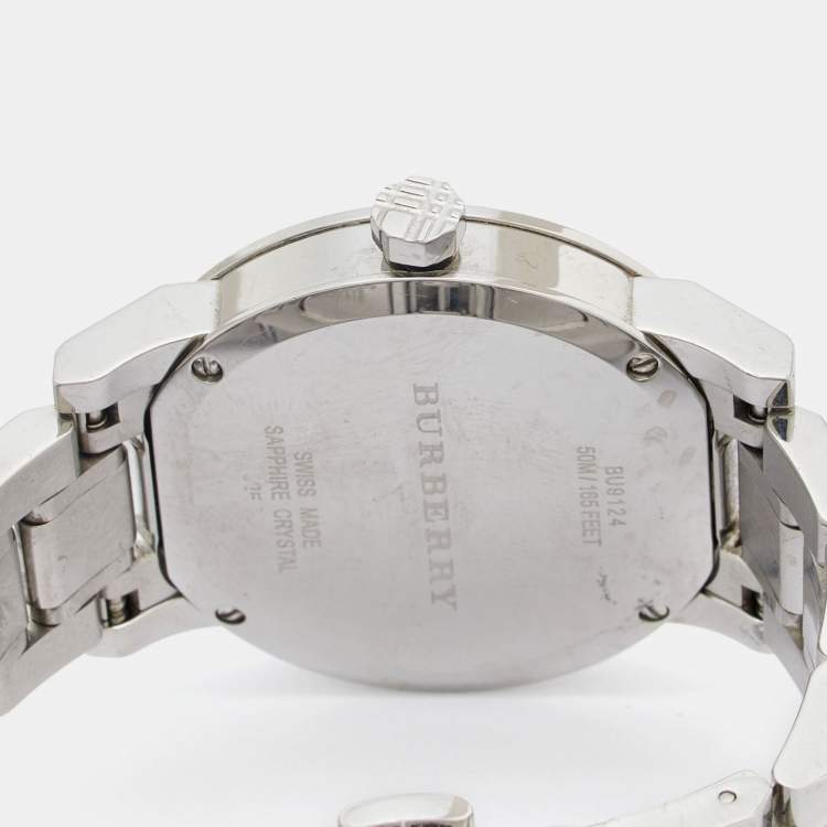 Pre Owned Burberry Pink Stainless Steel The City BU9124 Women's Wristwatch 34 mm