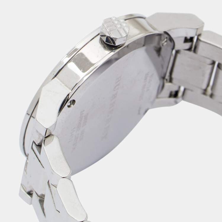 Pre Owned Burberry Pink Stainless Steel The City BU9124 Women's Wristwatch 34 mm