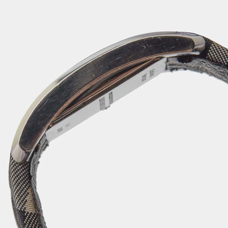 Pre Owned Burberry Silver Stainless Steel Canvas The Pioneer BU1078 Women's Wristwatch 20 mm