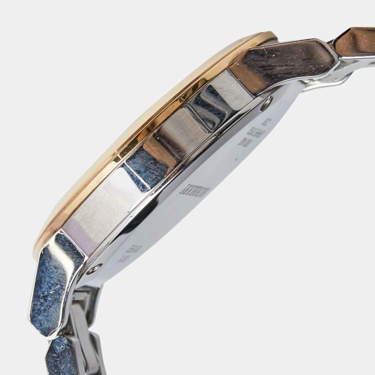 Pre Owned Burberry Silver White Two Tone Stainless Steel BU9105 Women's Wristwatch 34 mm