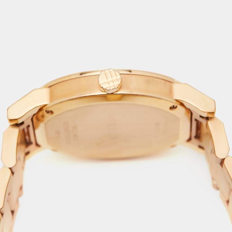 Pre Owned Burberry Beige Rose Gold Plated Stainless Steel The City BU9034 Women's Wristwatch 38 mm