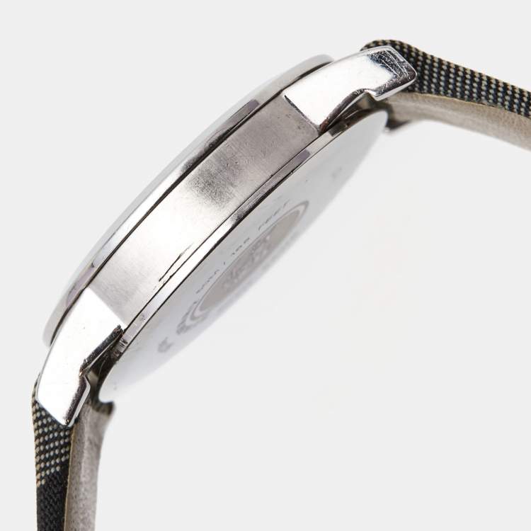Pre Owned Burberry Silver Stainless Steel Canvas BU1386 Women's Wristwatch 28 mm 