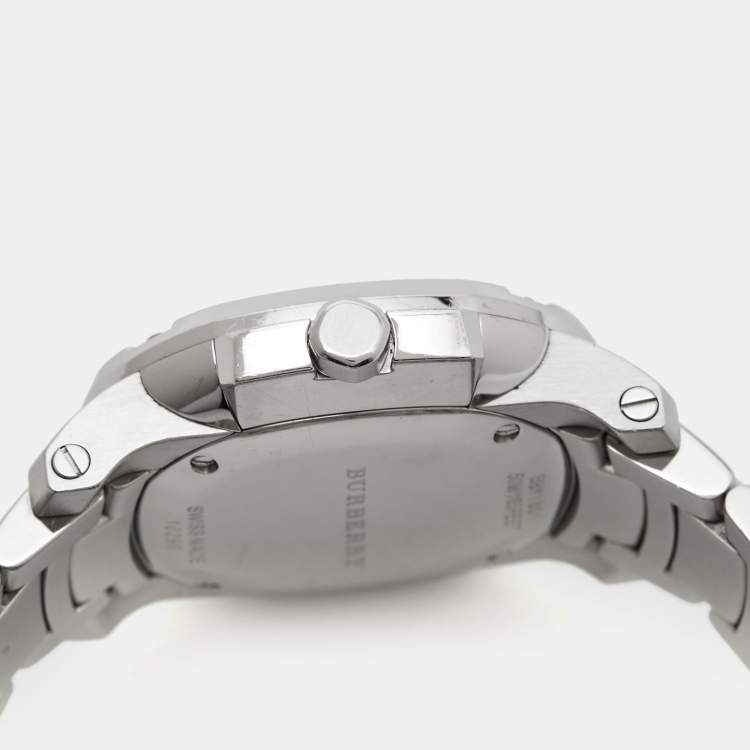 Pre Owned Burberry Mother Of Pearl Stainless Steel Diamond The Britain BBY1801 Women's Wristwatch 32 mm