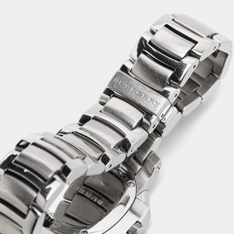 Pre Owned Burberry Mother Of Pearl Stainless Steel Diamond The Britain BBY1801 Women's Wristwatch 32 mm