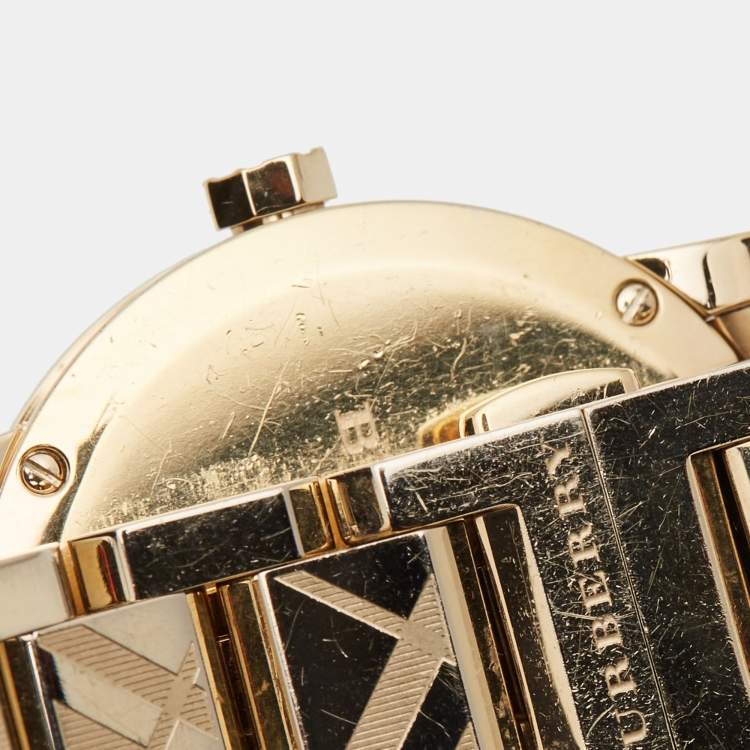 Pre Owned Burberry Champagne Gold Plated Stainless Steel The City BU9145 Women's Wristwatch 34 mm