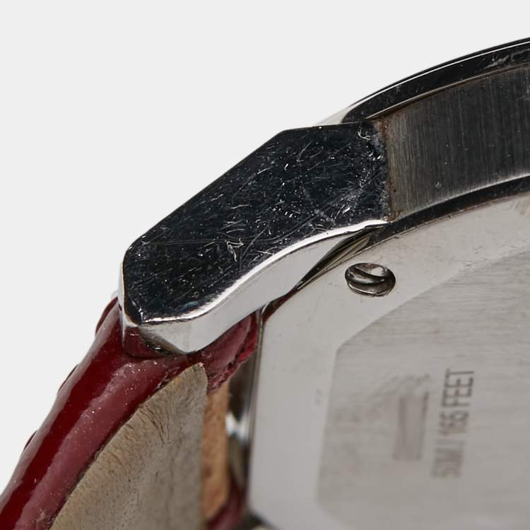Pre Owned Burberry Silver Stainless Steel Leather The City BU9122 Women's Wristwatch 35 mm