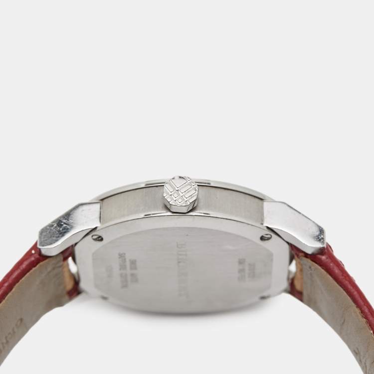 Pre Owned Burberry Silver Stainless Steel Leather The City BU9122 Women's Wristwatch 35 mm
