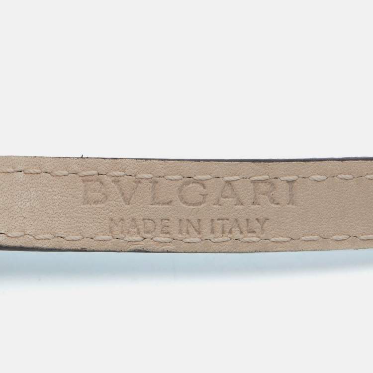 Pre Owned Bvlgari Serpenti Forever Enamel Turquoise Double Coiled Leather Gold Tone Bracelet