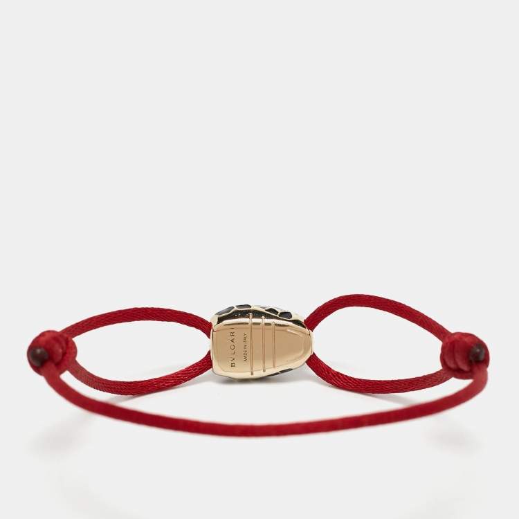 Pre Owned Bvlgari Serpenti Forever Enamel Gold Tone Cord Bracelet