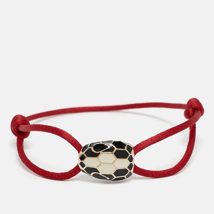 Pre Owned Bvlgari Serpenti Forever Enamel Gold Tone Cord Bracelet