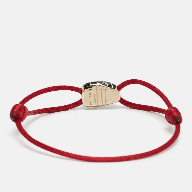 Pre Owned Bvlgari Serpenti Forever Enamel Gold Tone Cord Bracelet