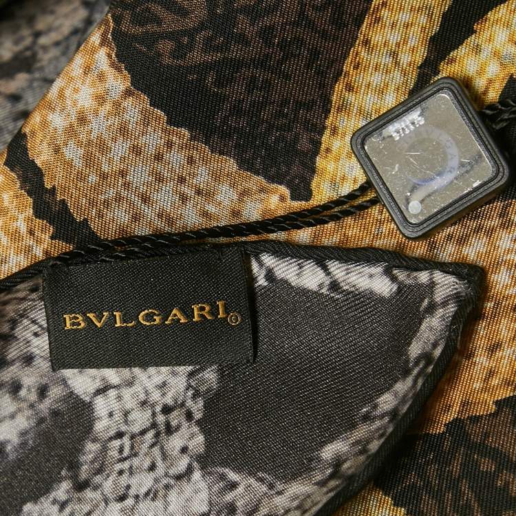 Pre Owned Bvlgari Black Serpenti Print Silk Scarf