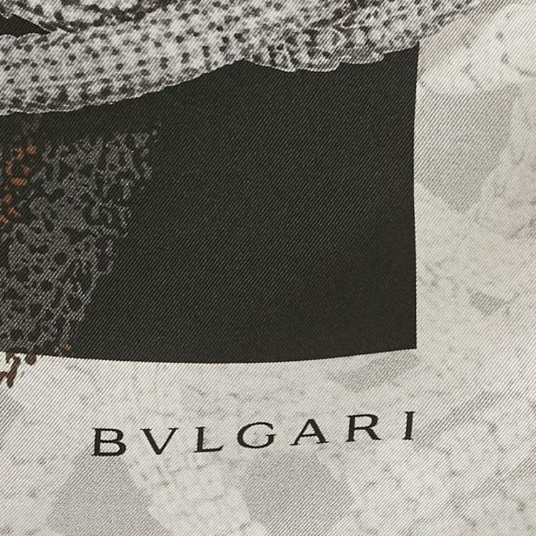 Pre Owned Bvlgari Black Serpenti Print Silk Scarf