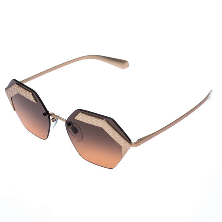 Pre Owned Bvlgari Bronze/Black Gradient 6103 Serpenteyes Geometric Sunglasses