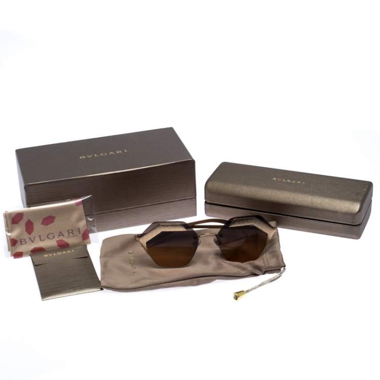 Pre Owned Bvlgari Bronze/Black Gradient 6103 Serpenteyes Geometric Sunglasses