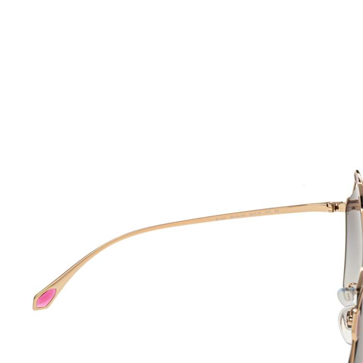 Pre Owned Bvlgari Grey Gold Tone Metal Serpenti True Colors Hexagonal Sunglasses