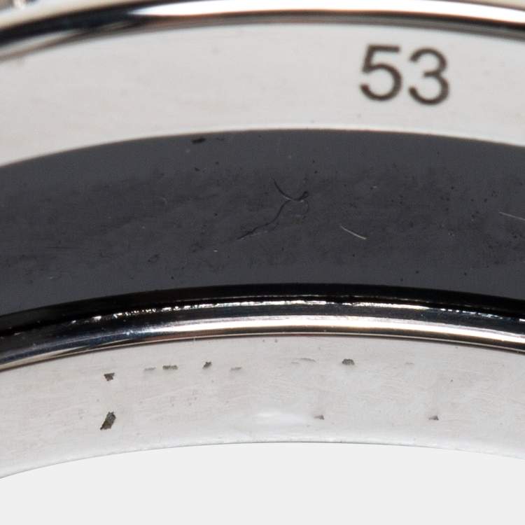 Pre Owned Bvlgari B-zero1 Save the Children Sterling Silver Ceramic Ring Size 53