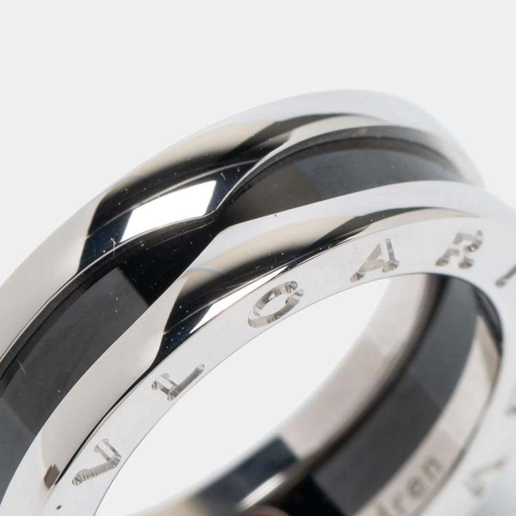 Pre Owned Bvlgari B-zero1 Save the Children Sterling Silver Ceramic Ring Size 53