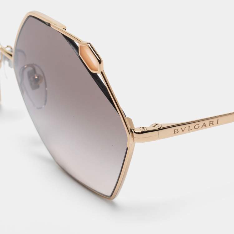 Pre Owned Bvlgari Rose Gold 6160 Serpenti Hexagonal Sunglasses