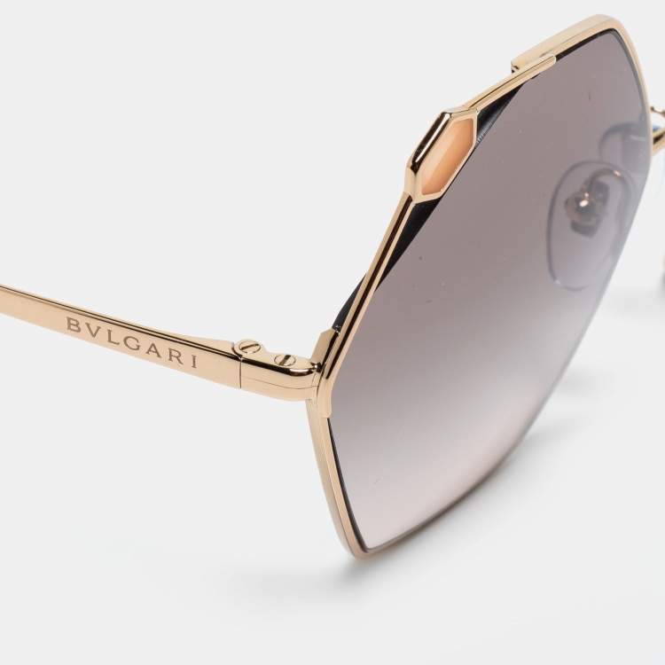Pre Owned Bvlgari Rose Gold 6160 Serpenti Hexagonal Sunglasses