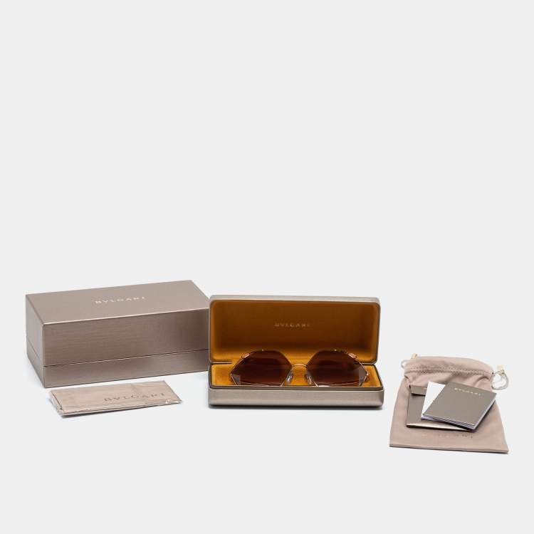 Pre Owned Bvlgari Rose Gold 6160 Serpenti Hexagonal Sunglasses