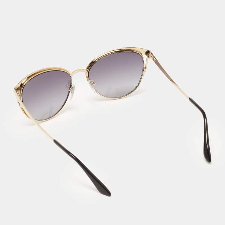 Pre Owned Bvlgari Black & Gold Tone/Grey Gradient 6083 Serpenti Cat-Eye Sunglasses