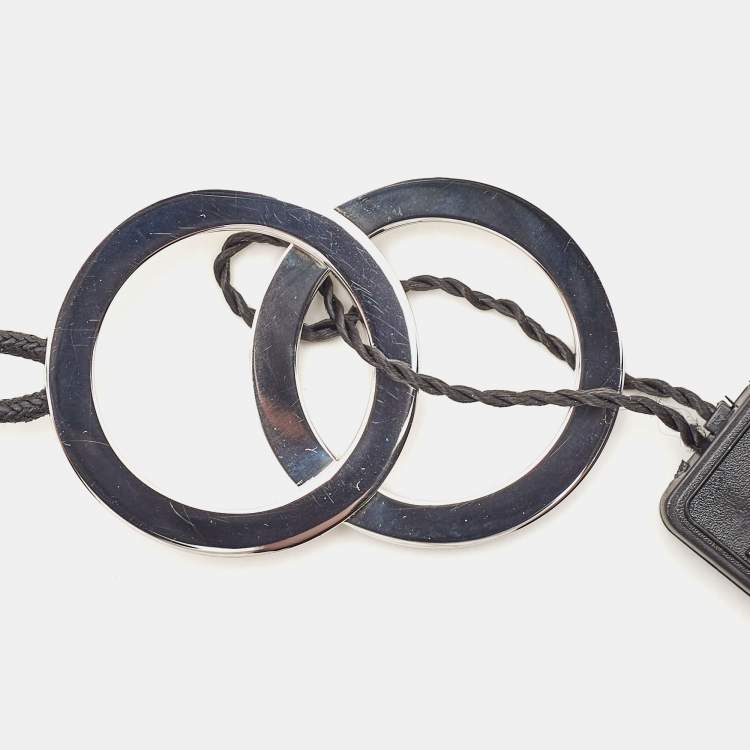 Pre Owned Bvlgari Fortuna Grande Sterling Silver Pendant Black Cord Necklace