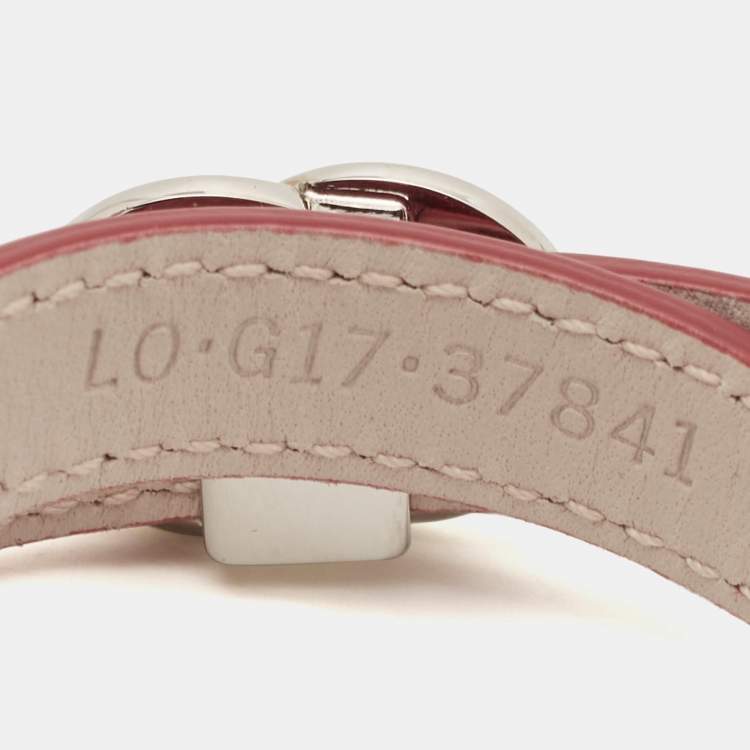 Pre Owned Bvlgari Double Coiled Red Snakeskin Leather Silver Tone Wrap Bracelet