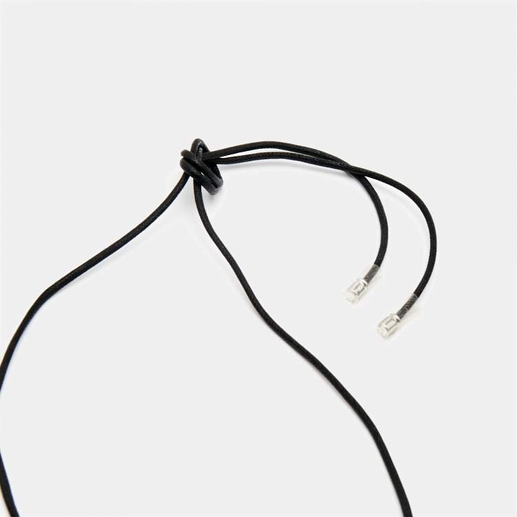 Pre Owned Bvlgari Fortuna Grande Sterling Silver Pendant Black Cord Necklace