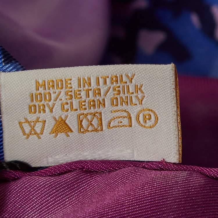 Pre Owned Bvlgari Purple Ocean Print Silk Square Scarf