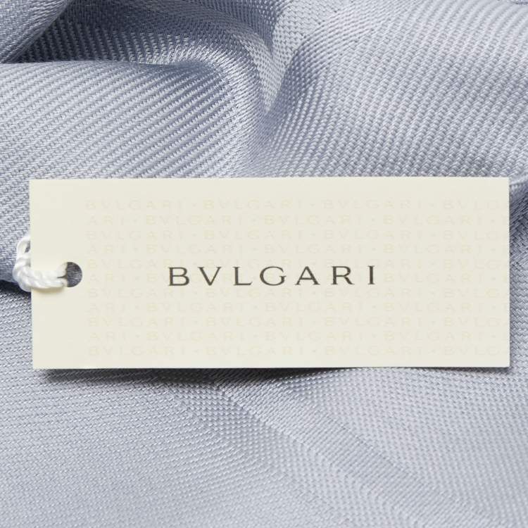 Pre Owned Bvlgari Grey Lettere Maxi Logomania Silk & Wool Stole 