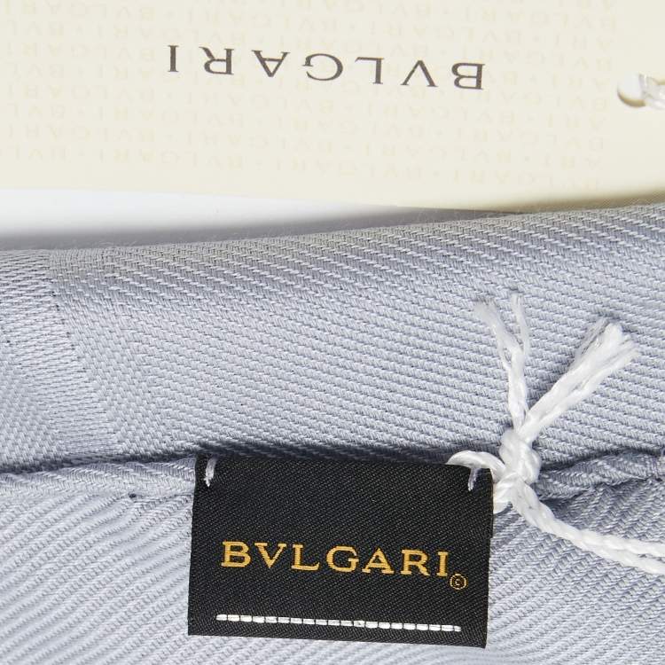 Pre Owned Bvlgari Grey Lettere Maxi Logomania Silk & Wool Stole 