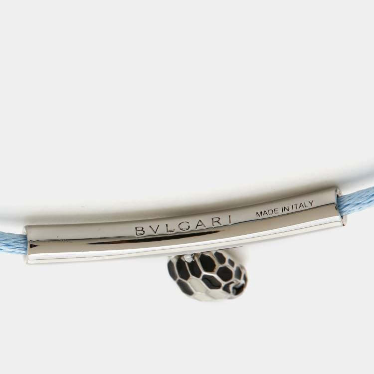 Pre Owned Bvlgari Serpenti Forever Enamel Silver Tone Cord Bracelet