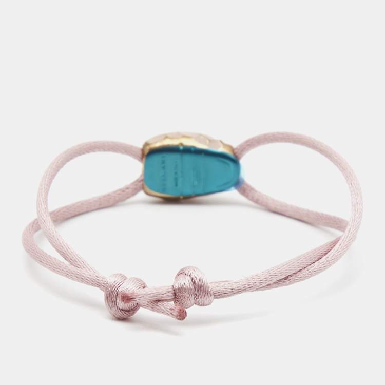 Pre Owned Bvlgari Serpenti Forever Enamel Gold Tone Cord Bracelet