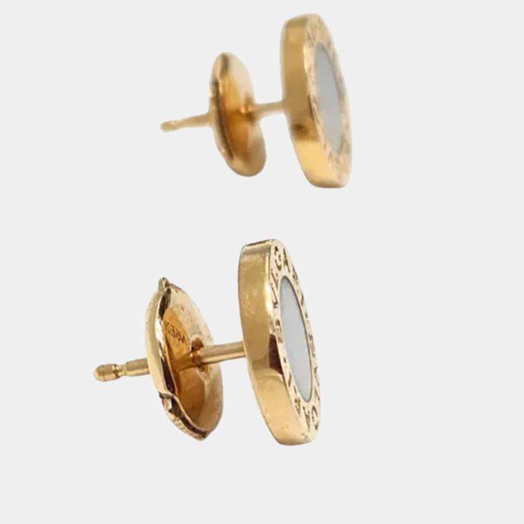 Pre Owned Bvlgari 18K Yellow Gold and Mother of Pearl Stud Earrings