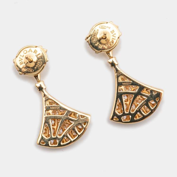 Pre Owned Bvlgari Divas' Dream Diamond 18k Yellow Gold Earrings