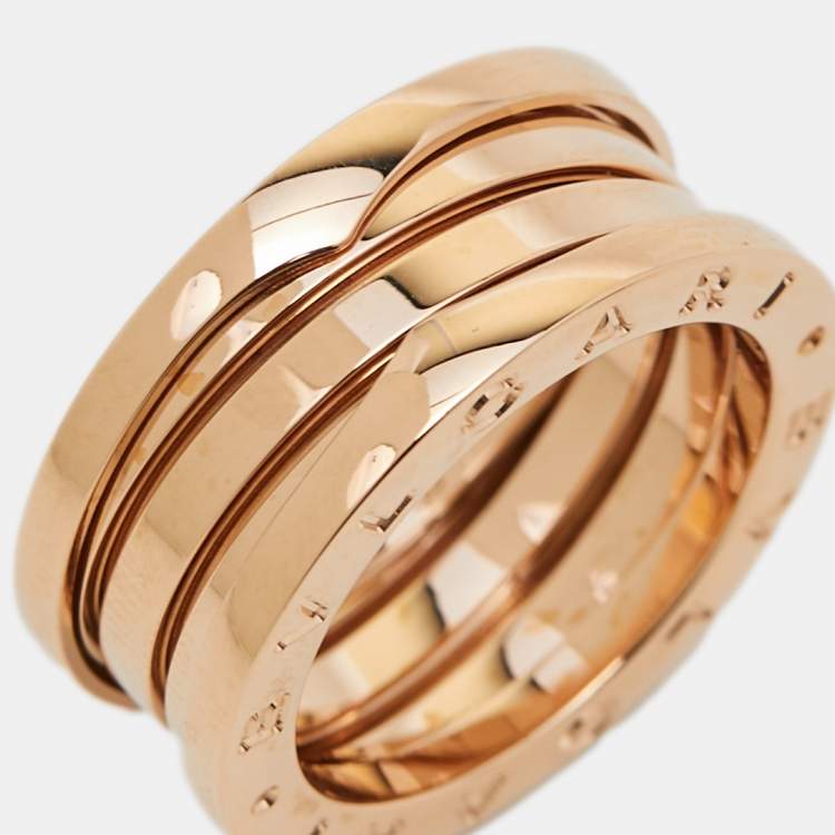 Pre Owned Bvlgari B.Zero1 18k Rose Gold 3 Band Ring Size 53
